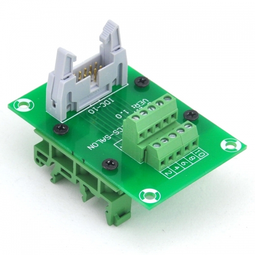 ELECTRONICS-SALON IDC10 Header Interface Module with Simple DIN Rail Mounting feet.