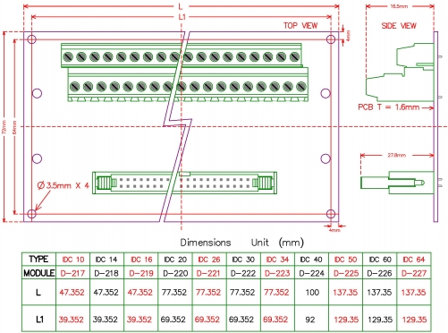 Connector. Electronics-Salon IDC26 2x13 Pins 0.1 Male Header Breakout Board Terminal Block Connector. Electronics-Salon IDC26 2x13 Pins 0.1 Male Header Breakout Board Terminal Block