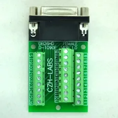 CZH-LABS Slim Right Angle D'SUB DB26HD Female Header Breakout Board Module, D-SUB.