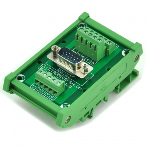 ELECTRONICS-SALON DIN Rail Mount D-SUB DB15HD Male Header Interface Module, DSUB Breakout Board.