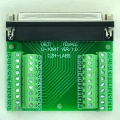 CZH-LABS Slim Right Angle D'SUB DB37 Female Header Breakout Board Module, D-SUB.