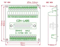 CZH-LABS D-SUB DB44HD Male Header Breakout Board, DSUB.