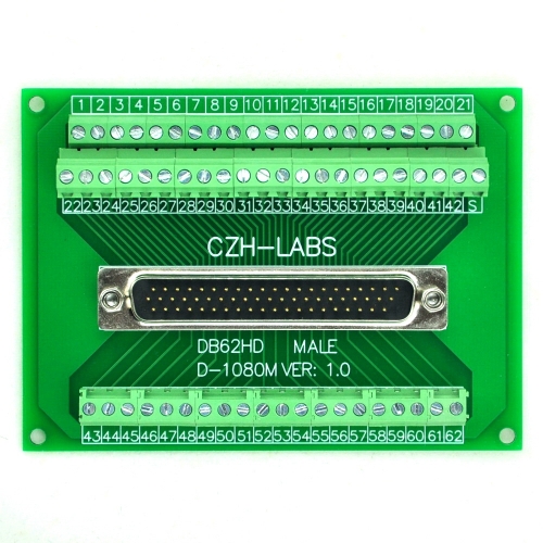 CZH-LABS D-SUB DB62HD Male Header Breakout Board, DSUB.