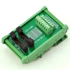 CZH-LABS DIN Rail Mount Dual IDC-14 Pitch 2.0mm Male Header Interface Module, Breakout Board.