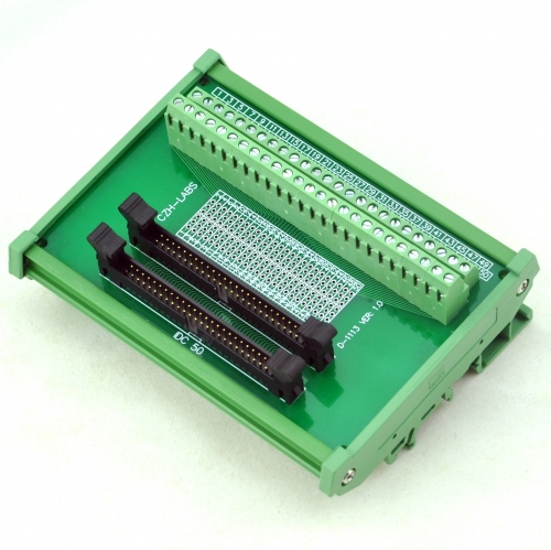 CZH-LABS DIN Rail Mount Dual IDC-50 Pitch 2.0mm Male Header Interface Module, Breakout Board.