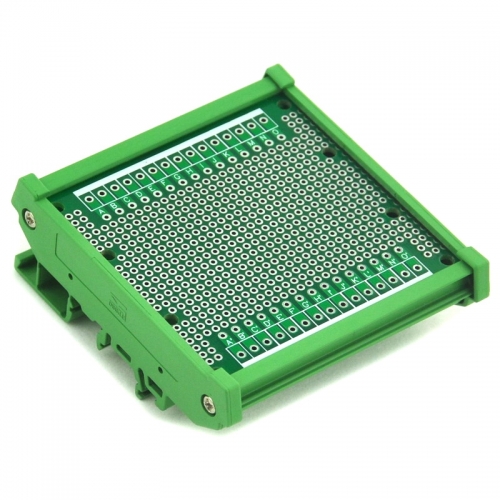 ELECTRONICS-SALON DIN Rail Mounting Carrier Housing with Prototype Board, PCB Size 77.4 x 72mm