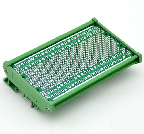 ELECTRONICS-SALON DIN Rail Mounting Carrier Housing with Prototype Board. PCB Size 137.4 x 72mm