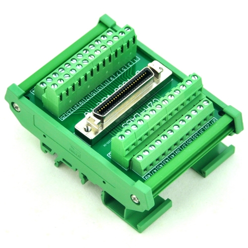 CZH-LABS DIN Rail Mount 50-pin 0.05" Mini D Ribbon/MDR Female Interface Module, SCSI.