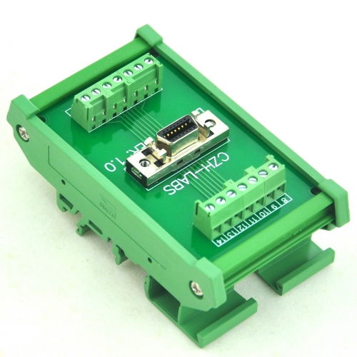 CZH-LABS DIN Rail Mount 14-pin 0.05" Mini D Ribbon/MDR Female Interface Module, SCSI.