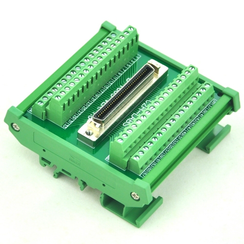 CZH-LABS DIN Rail Mount 68-pin 0.05" Mini D Ribbon/MDR Female Interface Module, SCSI.