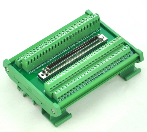 CZH-LABS DIN Rail Mount 100-pin 0.05" Mini D Ribbon/MDR Female Interface Module, SCSI.