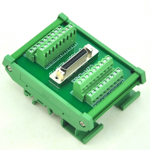 CZH-LABS DIN Rail Mount 36-pin Half-Pitch/0.05" D-SUB Female Interface Module, DSUB, SCSI.