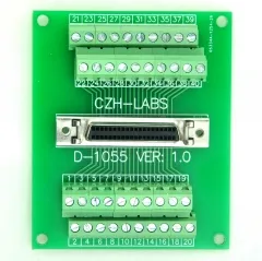 CZH-LABS 40-pin Half-Pitch/0.05" D-SUB Female Breakout Board, DSUB, SCSI, Terminal Module.