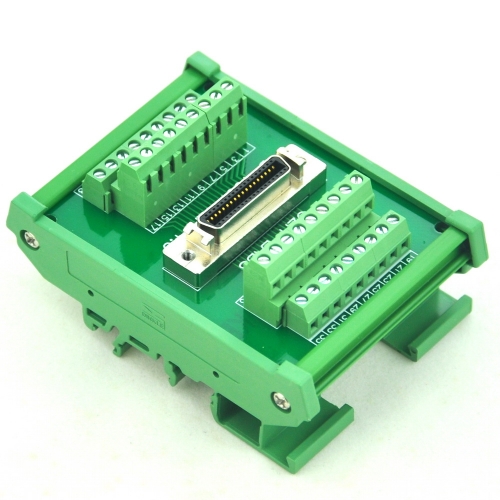 CZH-LABS DIN Rail Mount 36-pin 0.05" Mini D Ribbon/MDR Female Interface Module, SCSI.