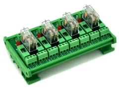 ELECTRONICS-SALON DIN Rail Mount Fused 4 DPDT 5A Power Relay Interface Module, G2R-2 5V DC Relay