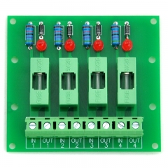 Electronics-Salon 5~48VDC 4 Channel Fuse Board, with Fuse Fail Indication.