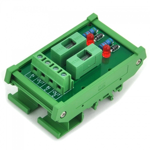 ELECTRONICS-SALON DIN Rail Mount 5~48VDC 2 Channel Fuse Interface Module, with Fuse Fail Indication.
