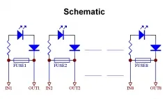 Electronics-Salon 100~250VAC 8 Channel Fuse Board, with Fuse Fail Indication.