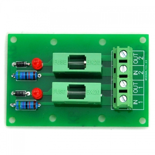 ELECTRONICS-SALON 5~48VDC 2 Channel Fuse Board, with Fuse Fail Indication.