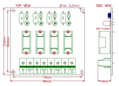 Electronics-Salon 5~48VDC 4 Channel Fuse Board, with Fuse Fail Indication.