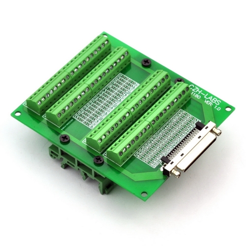 CZH-LABS DIN Rail Mount 68-Pin VHDCI DSUB SCSI-5 Screw Terminal Block Breakout Board.