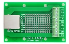 CZH-LABS RJ45 8P8C Interface Module with Simple DIN Rail Mounting feet, Right Angle Jack.