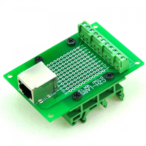 CZH-LABS RJ50 10P10C Interface Module with Simple DIN Rail Mounting feet,Right Angle Jack