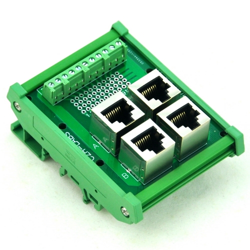 CZH-LABS DIN Rail Mount RJ50 10P10C 4-Way Buss Board Interface Module.