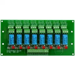 ELECTRONICS-SALON DIN Rail Mount 8 DPDT Signal Relay Interface Module. (Operating Voltage: DC 12V)
