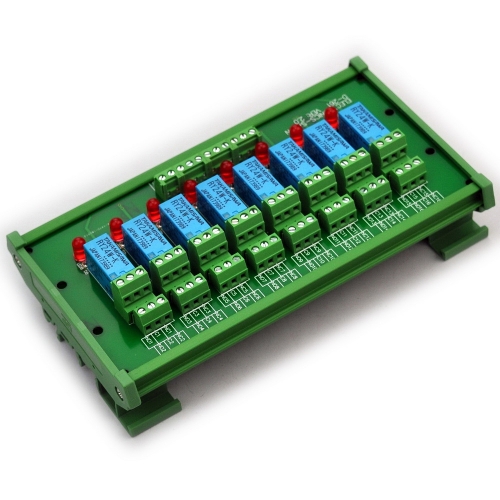 ELECTRONICS-SALON DIN Rail Mount 8 DPDT Signal Relay Interface Module. (Operating Voltage: DC 24V)