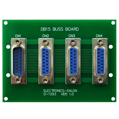 ELECTRONICS-SALON Panel Mount DB15 1 Male 3 Female Buss Board, DB-15 Busboard, D-Sub Bus Board Module.