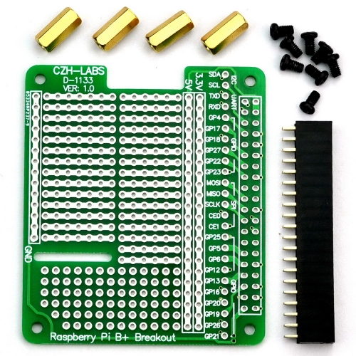 CZH-LABS Prototype Breakout PCB Shield Board Kit for Raspberry Pi 3 2 B+ A+, Breadboard DIY.