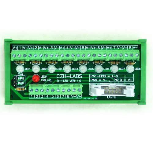 CZH-LABS DIN Rail Mount 8 Channel Sensor Signal Screw Terminal Distribution Module.