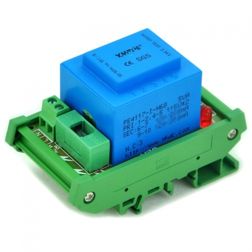CZH P 115VAC, S 18VAC, 5VA DIN Rail Mount Power Transformer Module, D-1005T/C, AC18V.