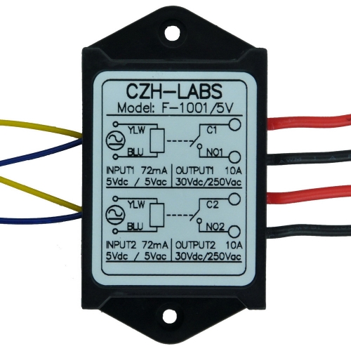 CZH-LABS Dual SPST-NO 10Amp Power Relay Module, AC/DC 5V Control Voltage.