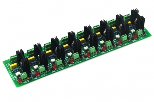 ELECTRONICS-SALON Eight Channel 6A SSR Module Board, in 4~32VDC, out 100~240VAC, Solid State Relay.