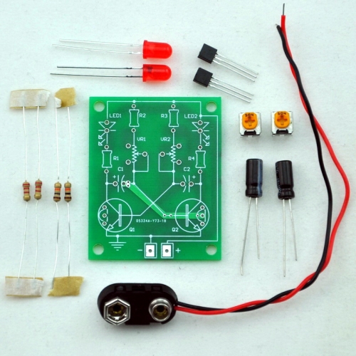 ELECTRONICS-SALON Adjustable Transistor Astable Multivibrator Circuit Learn Kit, LED Flashing, Practical Soldering Project Kit.