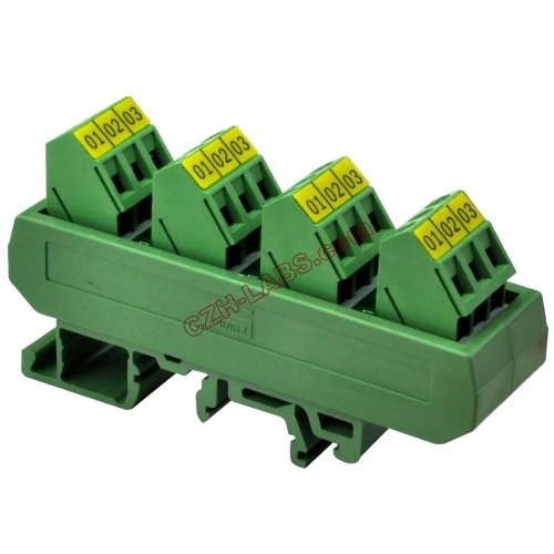 Slim DIN Rail Mount 16A/300V 4x3 Position Screw Terminal Block Distribution Module.