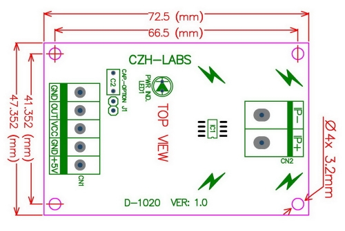 DIN Rail Mount +/-20Amp AC/DC Current Sensor Module, based on ACS712.