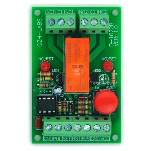 Panel Mount Momentary-Switch/Pulse-Signal Control Latching DPDT Relay Module,5V.