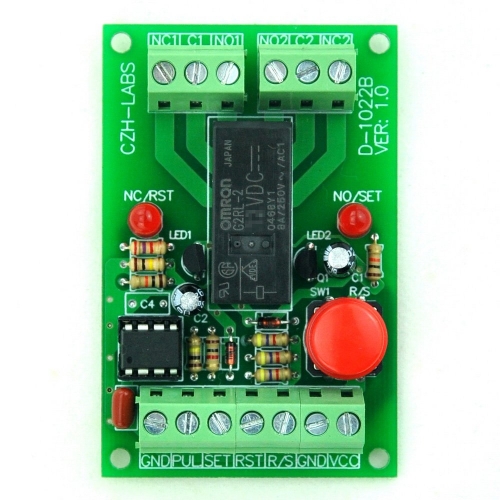 Panel Mount Momentary-Switch/Pulse-Signal Control Latching DPDT Relay Module,24V.