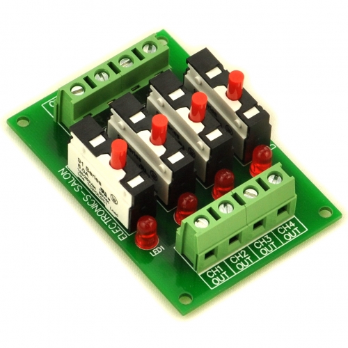 Panel Mount Independent 4 Channels Thermal Circuit Breaker Module.