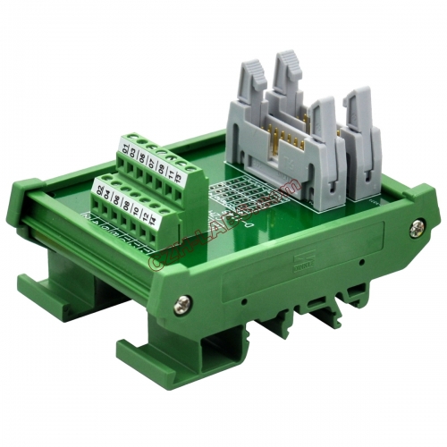 DIN Rail Mount Dual IDC14 Pitch 2.54mm Male Header Interface Module Breakout Board.
