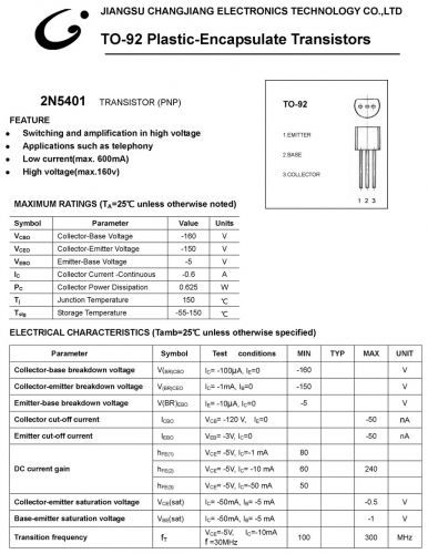 2n5401 2n5551 Pnp Npn Transistor 2n 5401 5551 X50