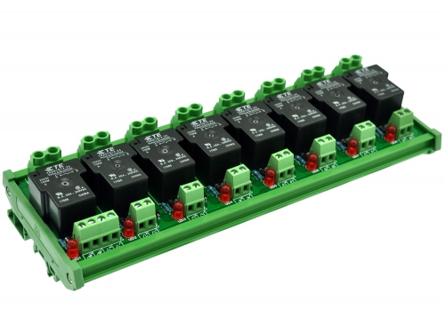 CZH-Labs DIN Rail Mount 24V Passive 8 SPST-NO 30Amp Power Relay Module.