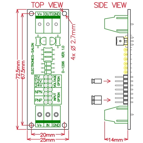 5V / 24V 8-kanaals 10MHZ level converter module, PNP NPN signaal converter, voltage level converter board