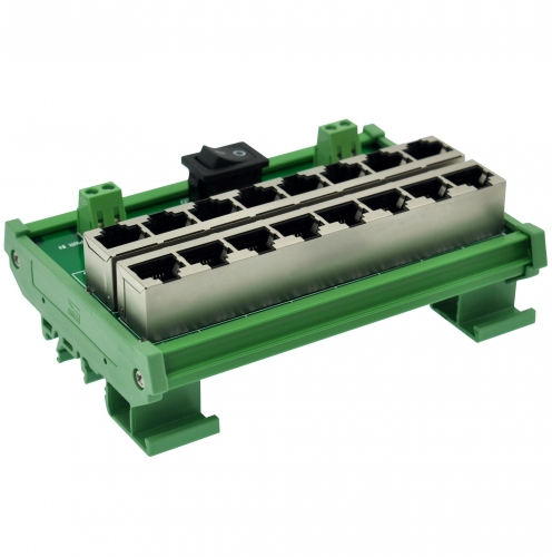 CZH-LABS DIN Rail Mount 8 Ports Passive RJ45 PoE Power Injection Board, Power Over Ethernet Injector Module.