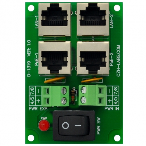 CZH-LABS 2 Ports Passive RJ45 PoE Power Injection Board, Power Over Ethernet Injector Module.