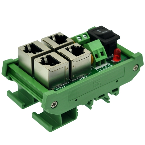 CZH-LABS DIN Rail Mount 2 Ports Passive RJ45 PoE Power Injection Board, Power Over Ethernet Injector Module.