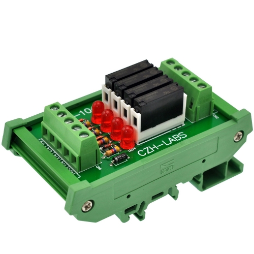 CZH-LABS Slim DIN Rail Mount DC12V Source/PNP 4 SPST-NO 5A Power Relay Module, APAN3112